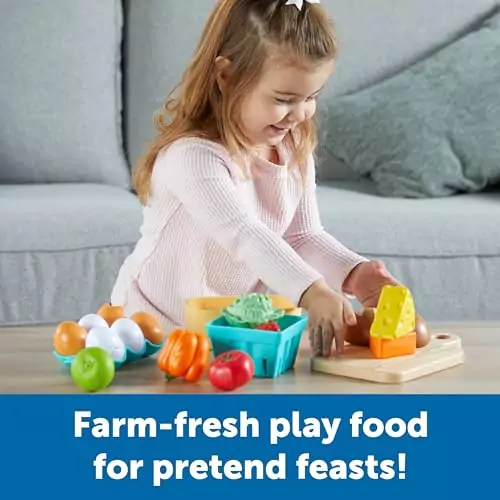 Explore the Farm-to-Table Play Food Set: a 27-piece educational toy designed to teach kids about healthy eating and food origins through interactive play.