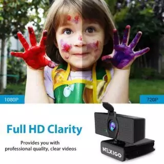 HD 1080p NexiGo N60 Camera for Educators: Features Microphone, Adjustable Field of View, Privacy Cover, Software Control; Ideal for Online Teaching.