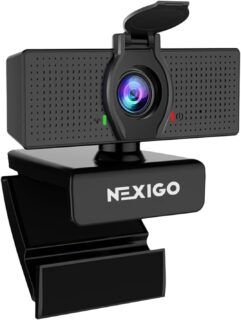 NexiGo N60 1080P HD Camera ideal for educators, features built-in microphone, adjustable field of view, privacy cover, and software control for online teaching.