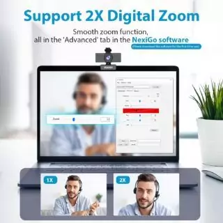 NexiGo N60 1080p HD Webcam with adjustable field of view, built-in microphone, and privacy cover, ideal for educators seeking clear video quality.