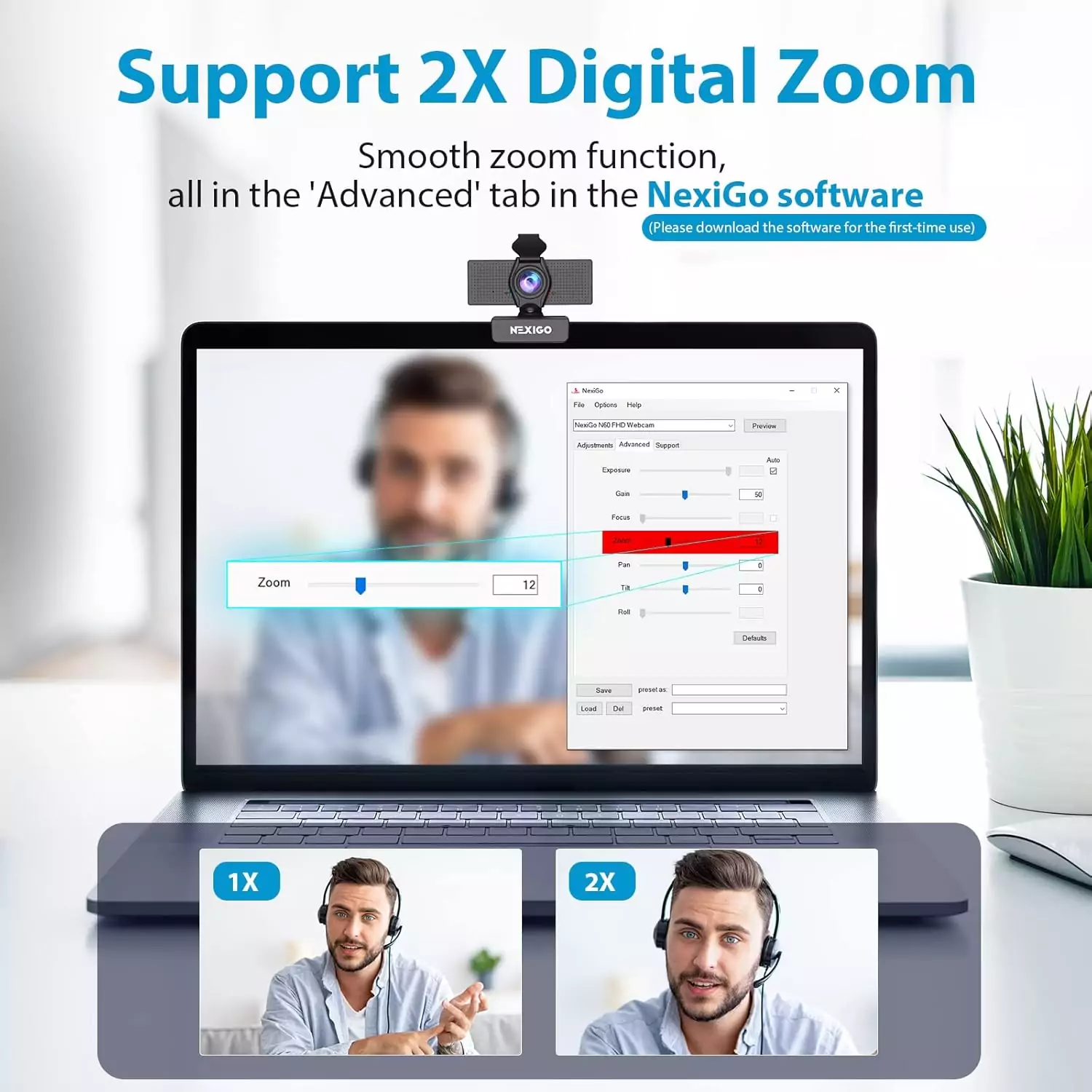 NexiGo N60 1080p HD Webcam with adjustable field of view, built-in microphone, and privacy cover, ideal for educators seeking clear video quality.