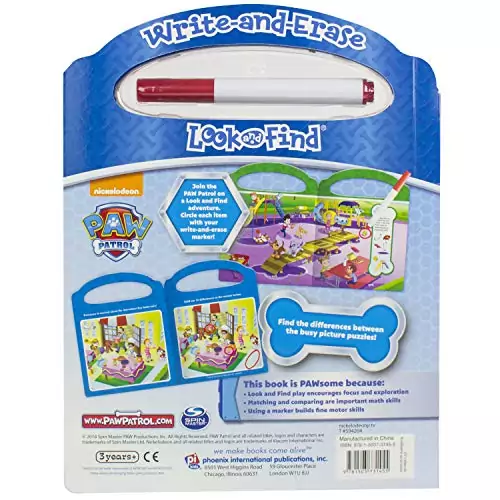 Engage young minds with the Nickelodeon Paw Patrol Activity Book, featuring write and erase pages for fun, interactive learning experiences.