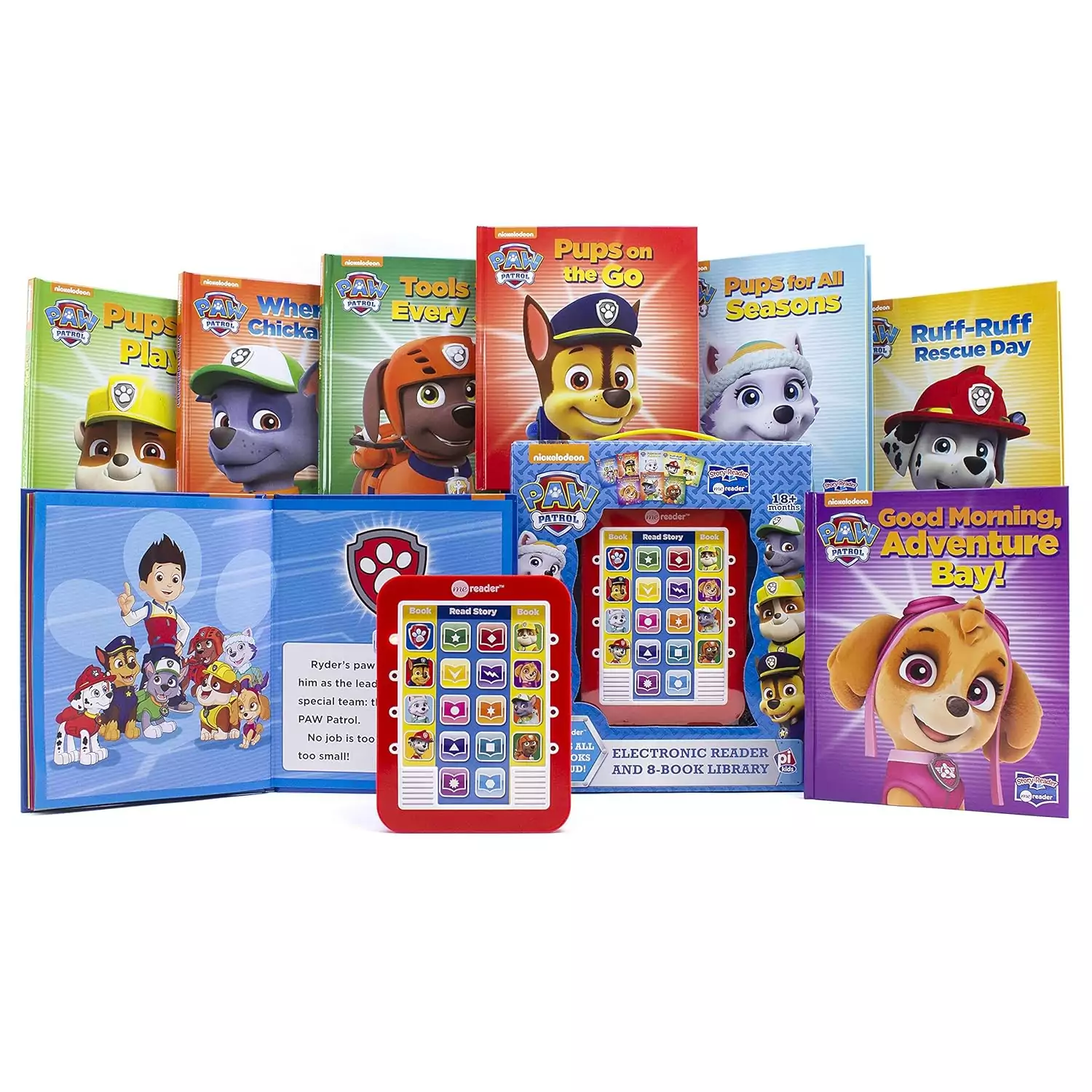 Engage young minds with the Nickelodeon Paw Patrol Interactive Storybook featuring Chase, Skye, and Marshall; an educational sound toy for kids.
