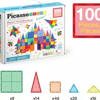 Vibrant PicassoTiles 100-Piece Magnetic Building Set: Ideal STEM Construction Toys for Toddlers and Preschoolers, Promoting Creativity and Learning