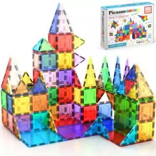 Vibrant PicassoTiles 100 Piece Magnetic Building Set promotes STEM learning and preschool engagement, ideal for toddlers' creativity and development.