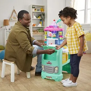 Vibrant Play-Doh Snack Truck Toy encourages creativity and learning for kids through imaginative play with colorful, moldable dough elements.