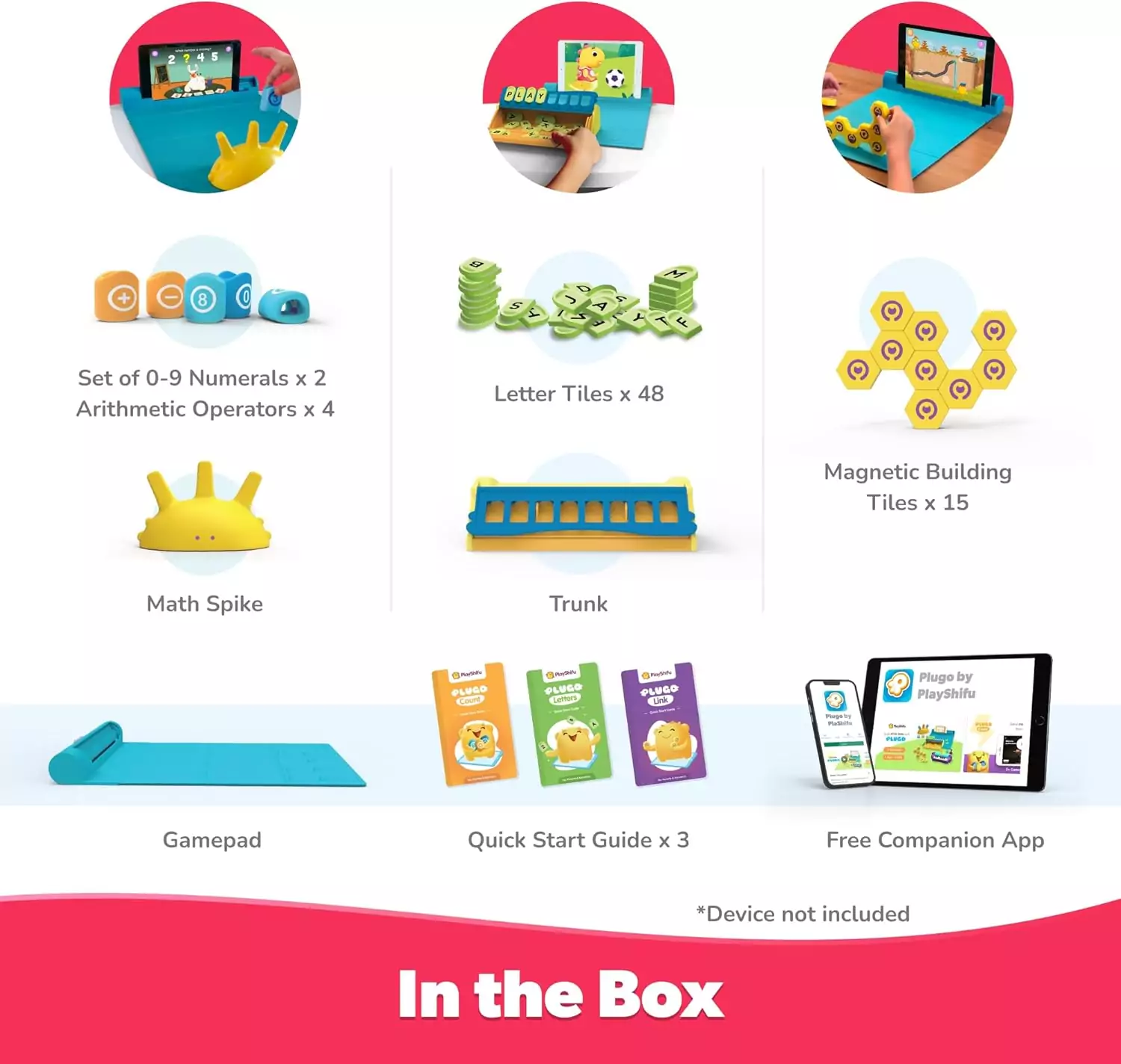 Engaging STEM Educational Toy Set by PlayShifu: Plugo Math and Words Magnetic Blocks for Interactive, Fun Learning and Skill Development