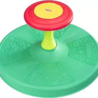 Enhance toddler motor skills with the Playskool Sit 'n Spin Classic Toy, promoting balance, coordination, and fun activities for young children.