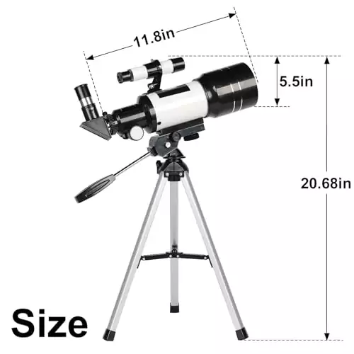Explore the stars with a portable 70mm refractor telescope, offering 15x-150x zoom, ideal for educational stargazing for both adults and kids.