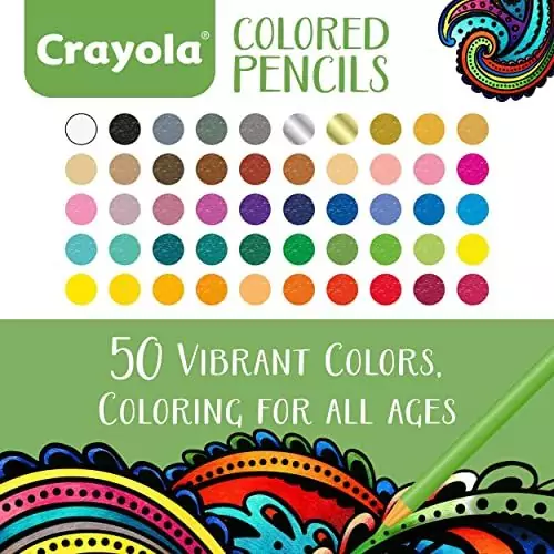 Crayola 50ct Colored Pencils: Perfect for Adult Coloring Books, Featuring Vibrant Hues for Creative Expression and Enhancing Arts Education.