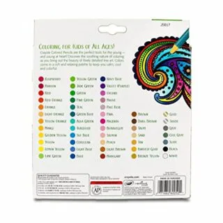 Colorful Crayola colored pencils ideal for adult coloring books and art education, offering a wide range of vibrant hues for creative projects.