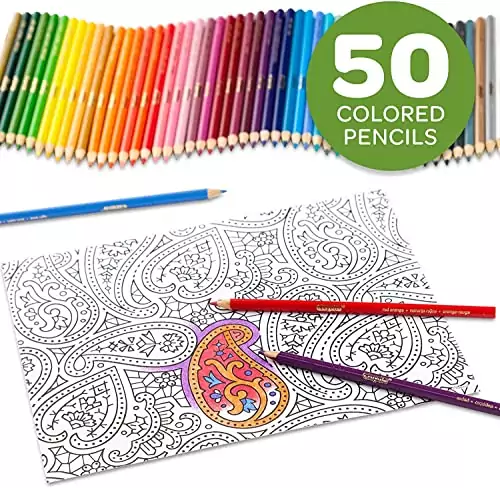 Enhance your artistic projects with Crayola Colored Pencils 50ct, designed for adult coloring and arts education, delivering vibrant and precise results.
