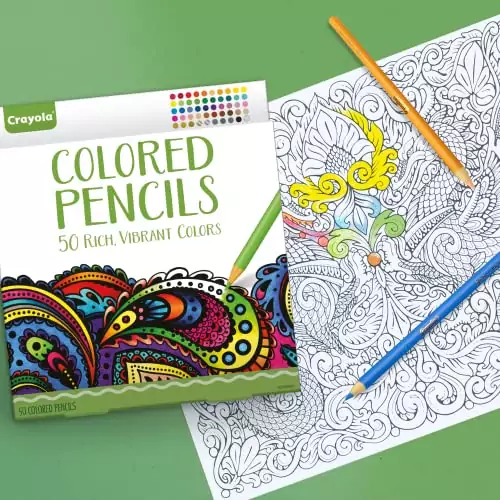 High-Quality Crayola Colored Pencils 50ct Set for Adult Coloring and Art Education – Perfect for Creative Projects and Detailed Artwork.