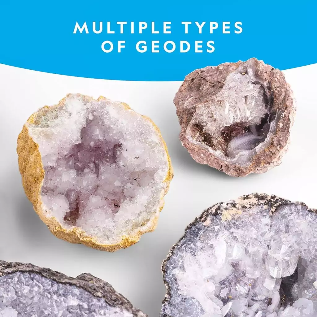 STEM Kit with Premium Geodes: Includes Safety Goggles and Display Stands, Perfect for Educators Seeking Interactive Learning Activities