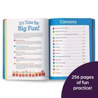 Preschool Learning Fun Workbook with 256 Pages: Engaging Math and Language Arts Activities for Kids, Featuring a Vibrant Cover