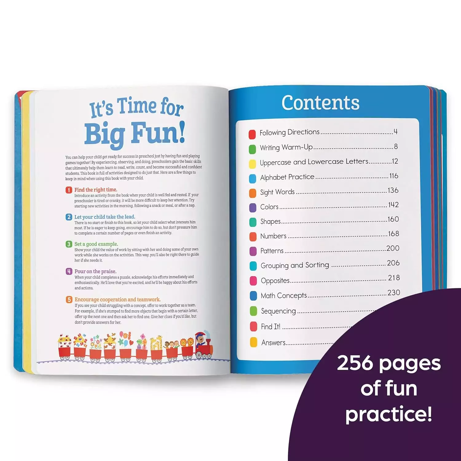 Preschool Learning Fun Workbook with 256 Pages: Engaging Math and Language Arts Activities for Kids, Featuring a Vibrant Cover