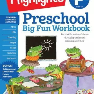 Engage preschoolers with a 256-page workbook featuring fun math and language arts activities, enhancing early learning and foundational skills.