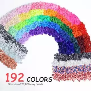 Colorful 30,000 Polymer Beads Bracelet Kit: 192 Varied Shades Perfect for DIY Friendship Bracelets and Educational Craft Projects