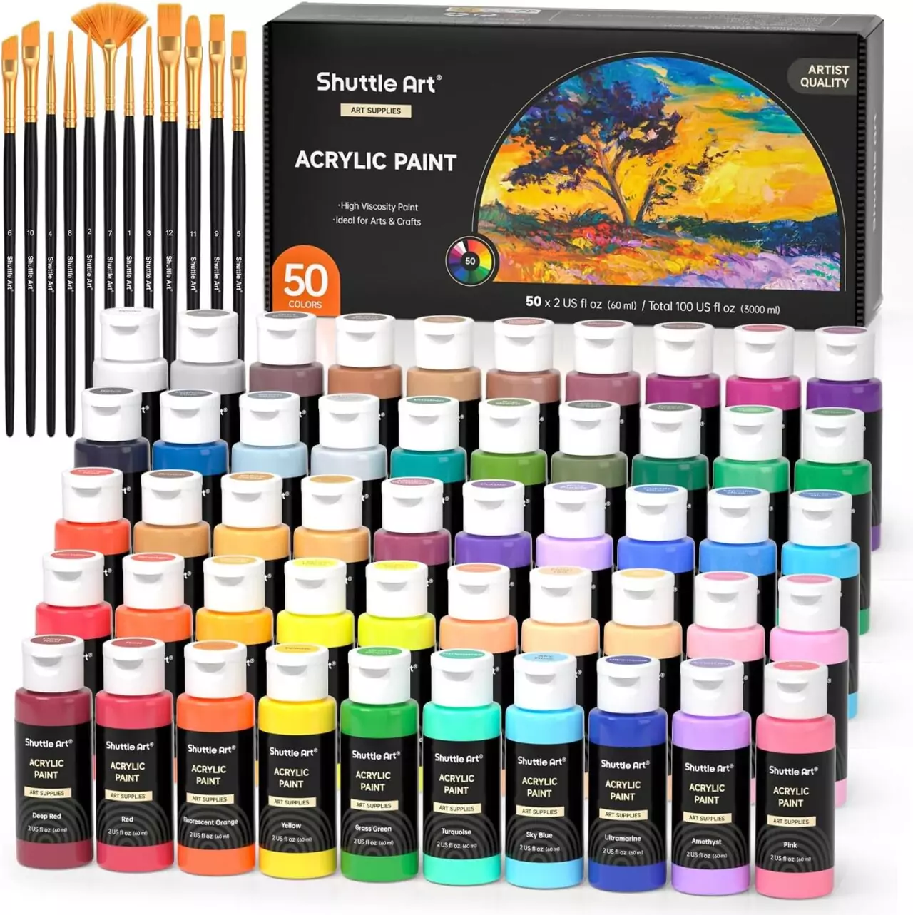 Explore a versatile 50-color acrylic paint set ideal for educators and creative projects, offering vibrant hues for artistic expression and classroom success.
