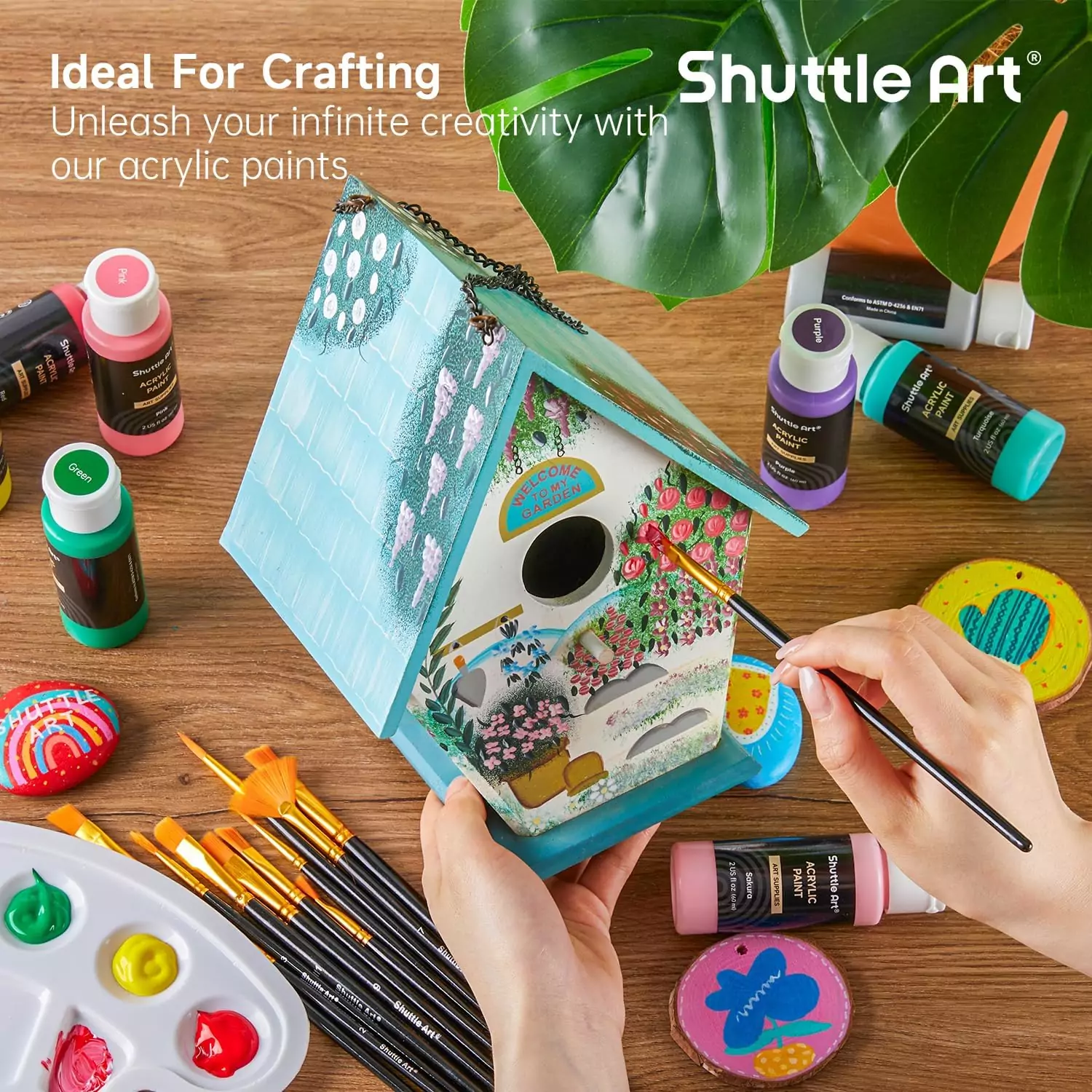 Shuttle Art Acrylic Paint Set offers 50 vibrant colors, perfect for educators and creative hobbyists seeking high-quality, diverse paint options.