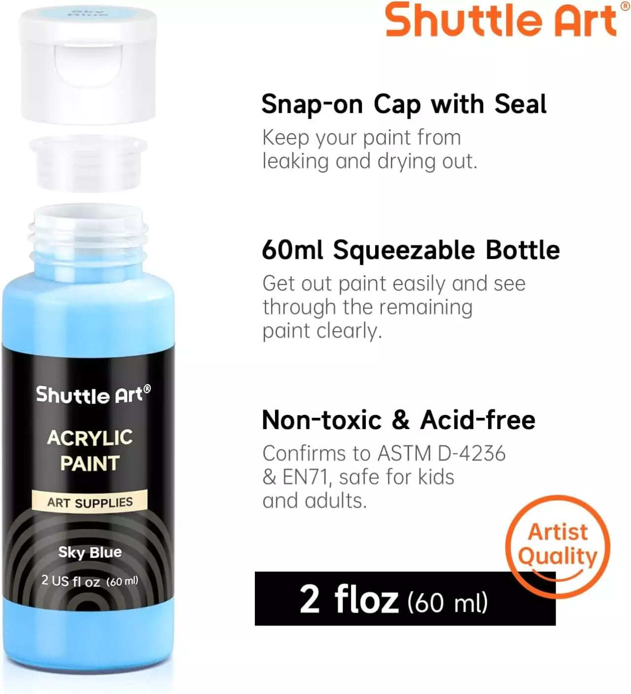 Shuttle Art Premium Acrylic Paint Set offers 50 vibrant colors, ideal for enhancing educator projects with rich hues and high-quality pigments.