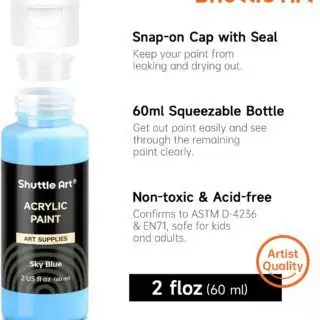 Shuttle Art Premium Acrylic Paint Set offers 50 vibrant colors, ideal for enhancing educator projects with rich hues and high-quality pigments.