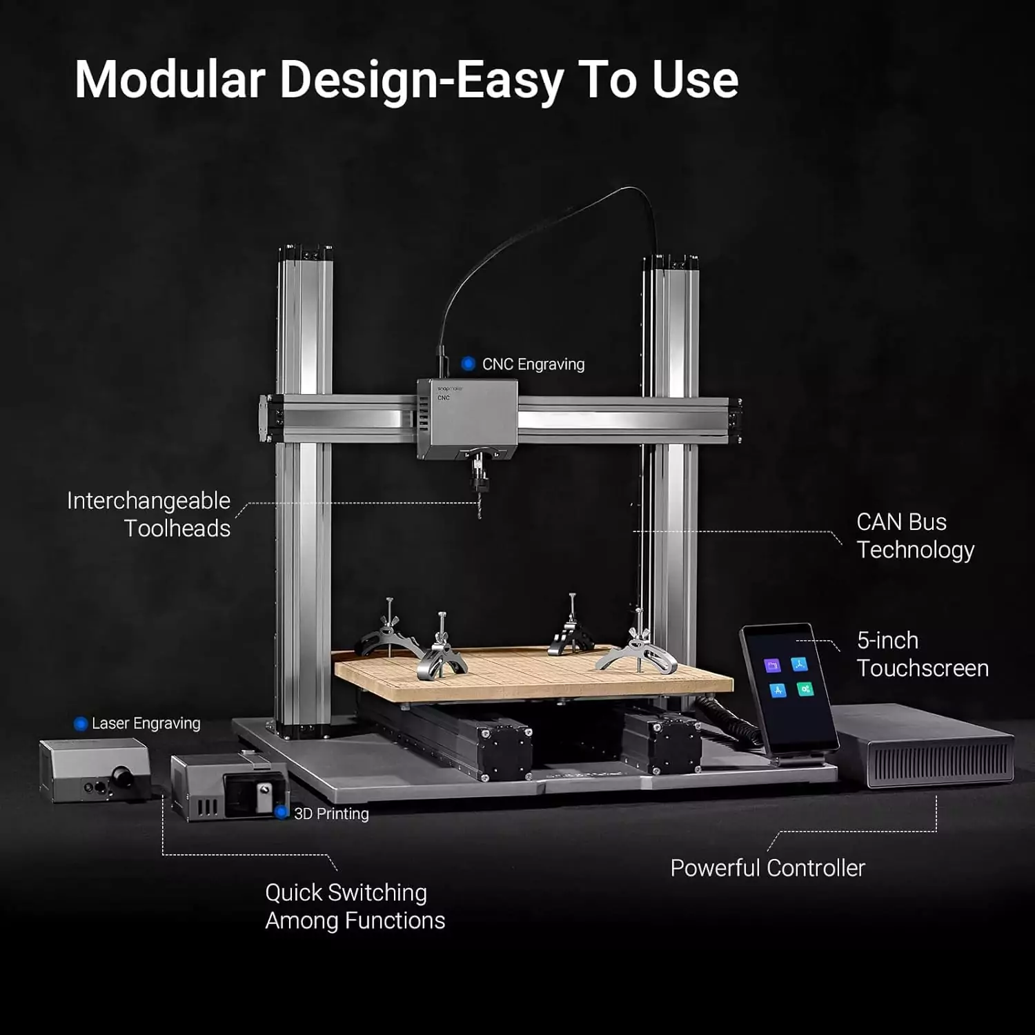 Discover the versatile Snapmaker 2.0 A350T: a multifunctional 3D printer, laser engraver, and CNC ideal for educational workshops and classroom innovation.