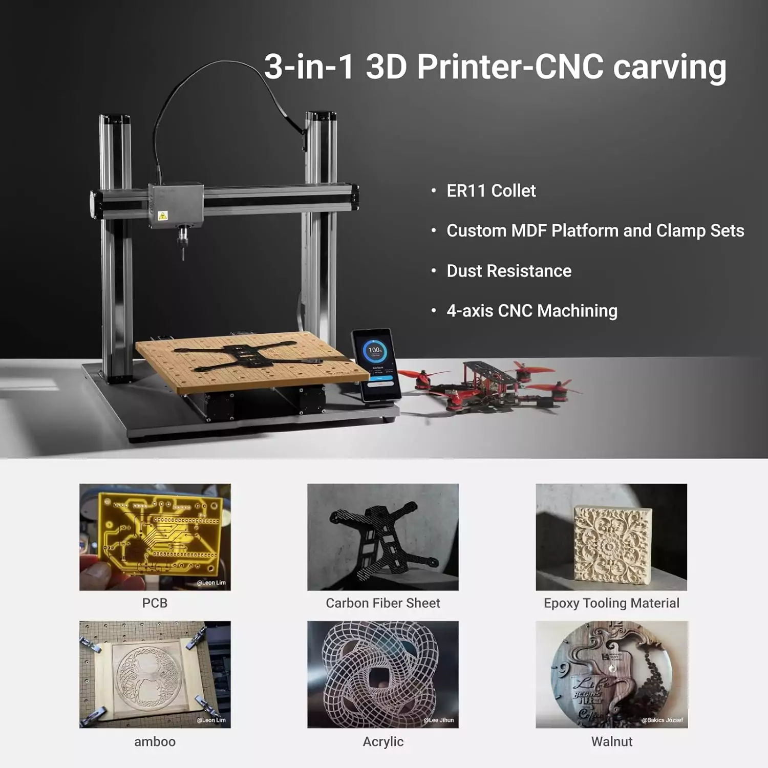 Versatile Snapmaker 2.0 A350T 3D Printer Kit: All-in-One Solution with Laser Engraving and CNC for Innovative Classroom and Educational Use.