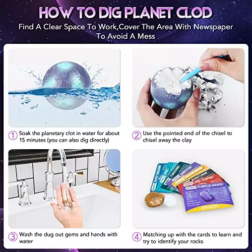 Discover the Space Exploration Gem Dig Kit with 16 unique gems and 8 planets, ideal for STEM education and enhancing children's learning experience.