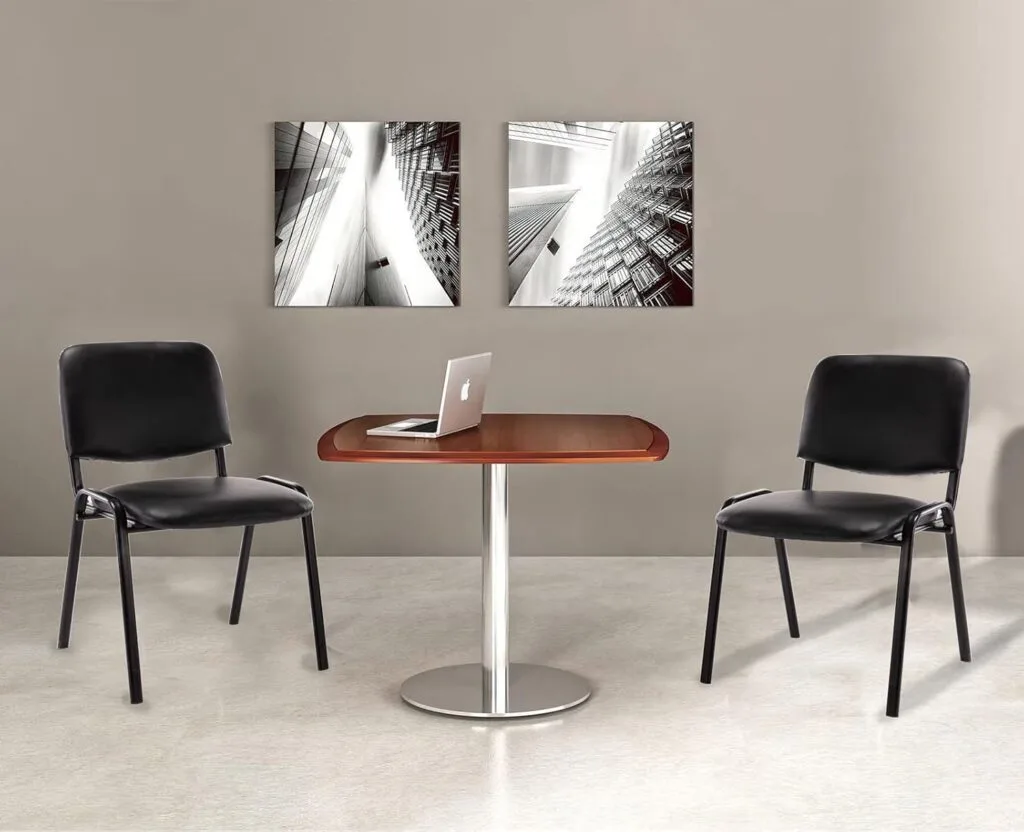 Stackable classroom chairs set ideal for office and meeting rooms, featuring a durable PU leather design for enhanced comfort and flexibility.