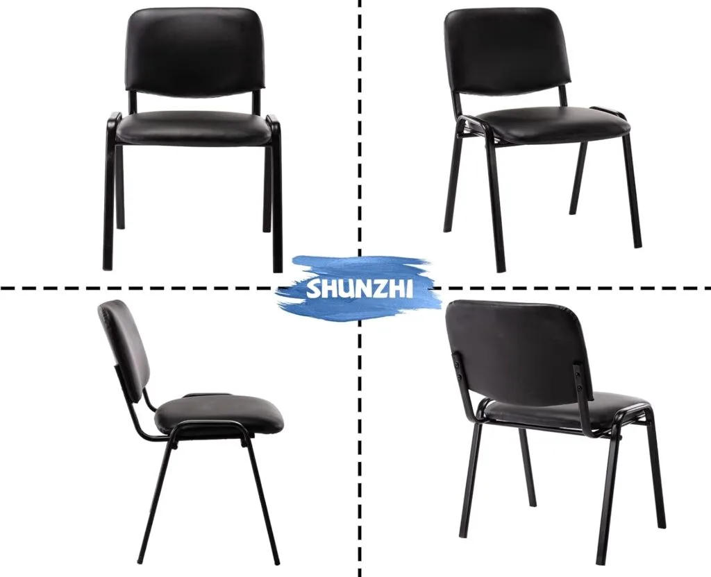 Set of 10 Stackable PU Leather Office Guest Chairs, ideal for meeting rooms and classrooms, offering comfort and space-saving convenience.