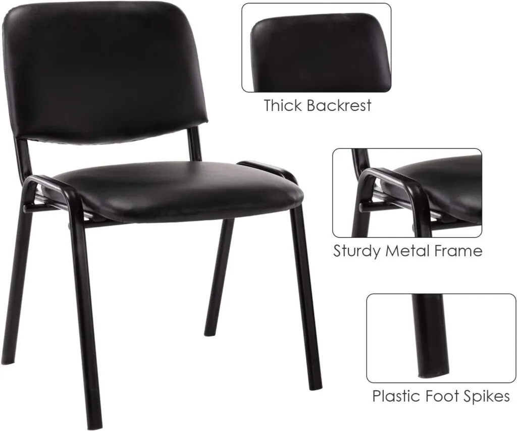 Set of 10 Stackable PU Leather Office Guest Chairs, ideal for classrooms and meeting rooms, featuring a contemporary design for modern spaces.
