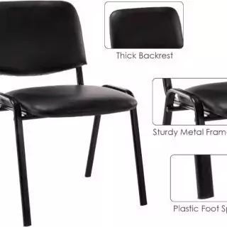 Set of 10 Stackable PU Leather Office Guest Chairs, ideal for classrooms and meeting rooms, featuring a contemporary design for modern spaces.