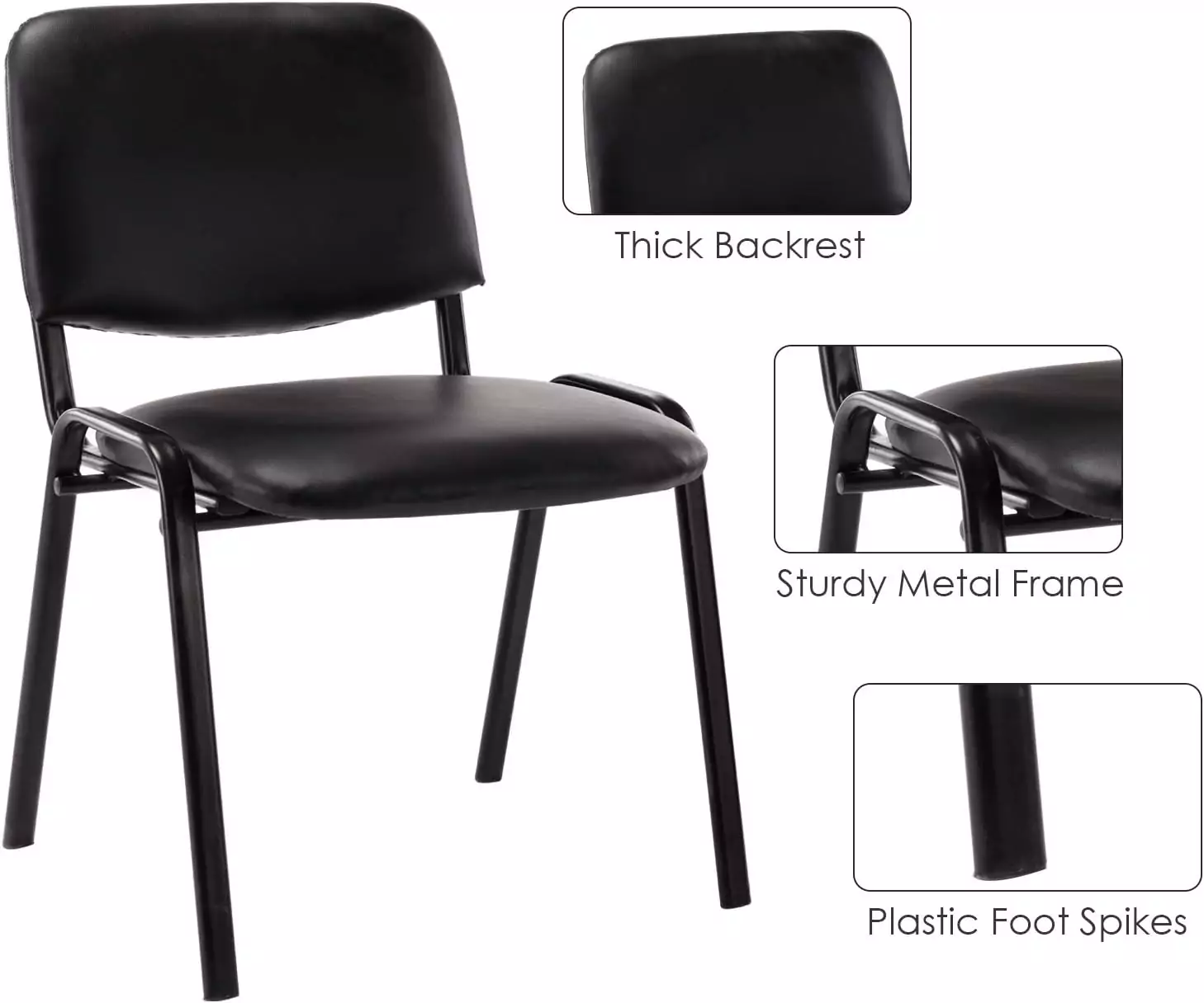 Set of 10 Stackable PU Leather Office Guest Chairs, ideal for classrooms and meeting rooms, featuring a contemporary design for modern spaces.