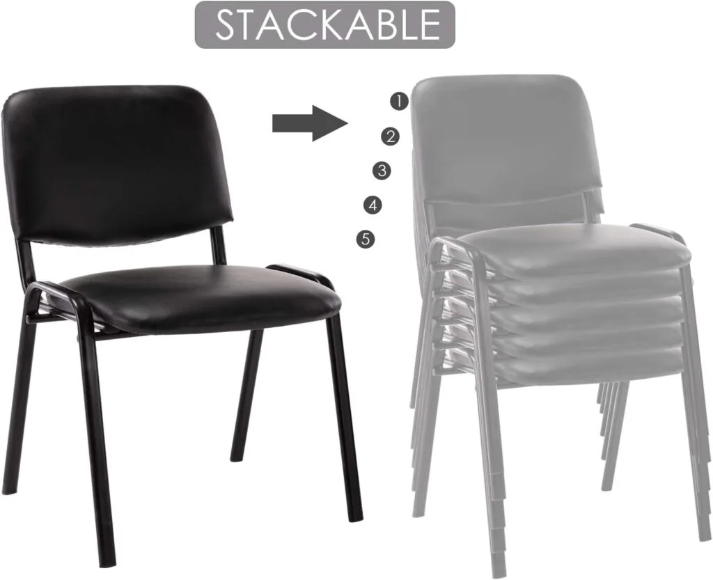 PU Leather Office Guest Chairs Set: Stackable Design for Efficient Classroom and Meeting Room Use, Durable and Comfortable Seating Solution