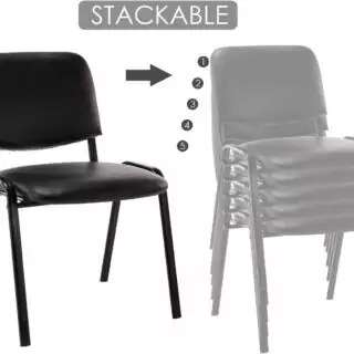 PU Leather Office Guest Chairs Set: Stackable Design for Efficient Classroom and Meeting Room Use, Durable and Comfortable Seating Solution