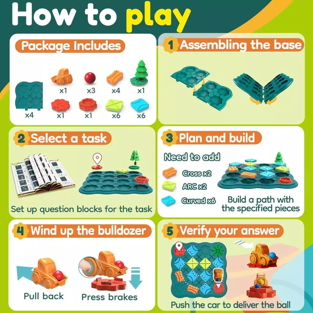 Logic Road Builder Puzzles: Engage Kids with STEM Educational Toys for Creative Play and Problem-Solving Skills Development
