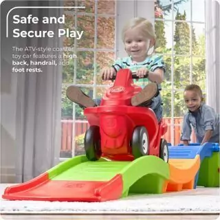Toddler roller coaster ride offers exciting indoor and outdoor play with a push car, ensuring safe and thrilling fun for young kids. Ideal for active playtime.