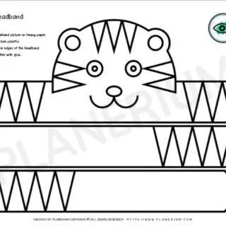 Printable tiger headband coloring template for kids.