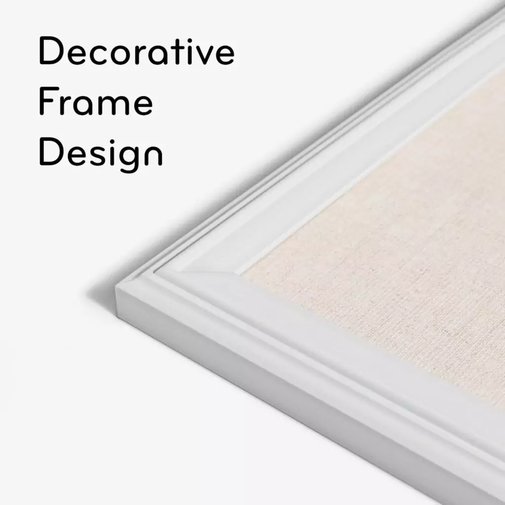 Farmhouse Linen Message Board with Rustic White Frame ideal for Teachers' Classroom Display, offering a stylish and functional decor element.