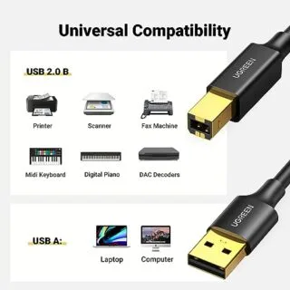 Efficient USB A to B Printer Cable for HP, Canon, Brother, Epson - Perfect for Educators Seeking Reliable, High-Speed Connections