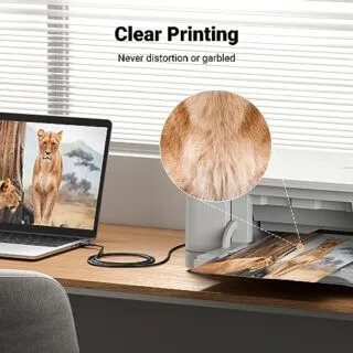 Ugreen 5ft USB A to B Printer Cable: High-speed connectivity ideal for HP, Canon, Brother, Epson printers; perfect for educators' setups.