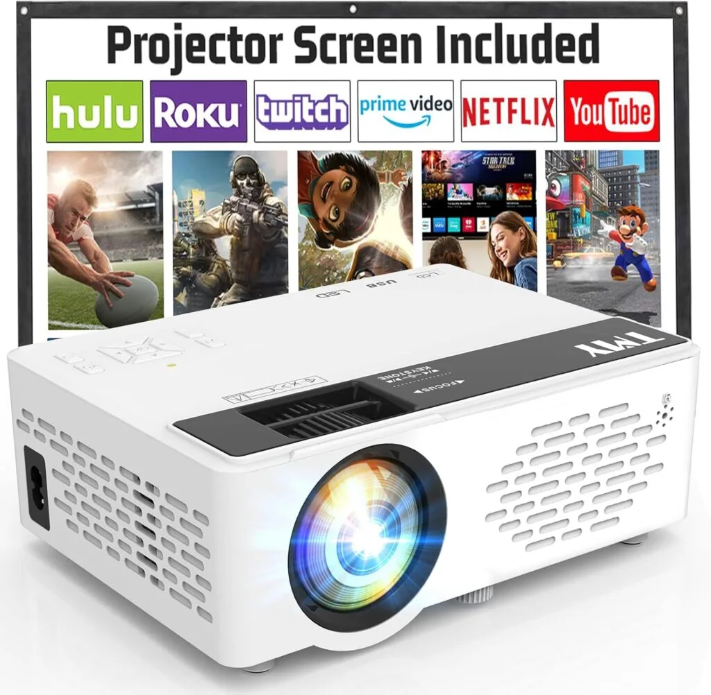 1080p Full HD Mini Projector with Upgraded Bluetooth for Portable Presentations; Perfect for Educators and Business Use, Providing Sharp and Vibrant Displays.