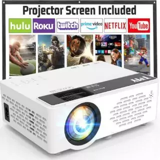1080p Full HD Mini Projector with Upgraded Bluetooth for Portable Presentations; Perfect for Educators and Business Use, Providing Sharp and Vibrant Displays.