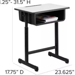 Height-adjustable student desk designed for both classroom and remote learning, featuring an educator-friendly setup for enhanced flexibility and comfort.