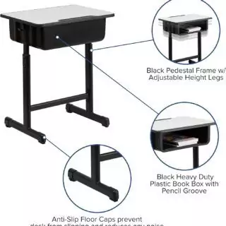 Height-adjustable desk ideal for students and educators, enhancing comfort and focus in both remote learning and classroom environments.
