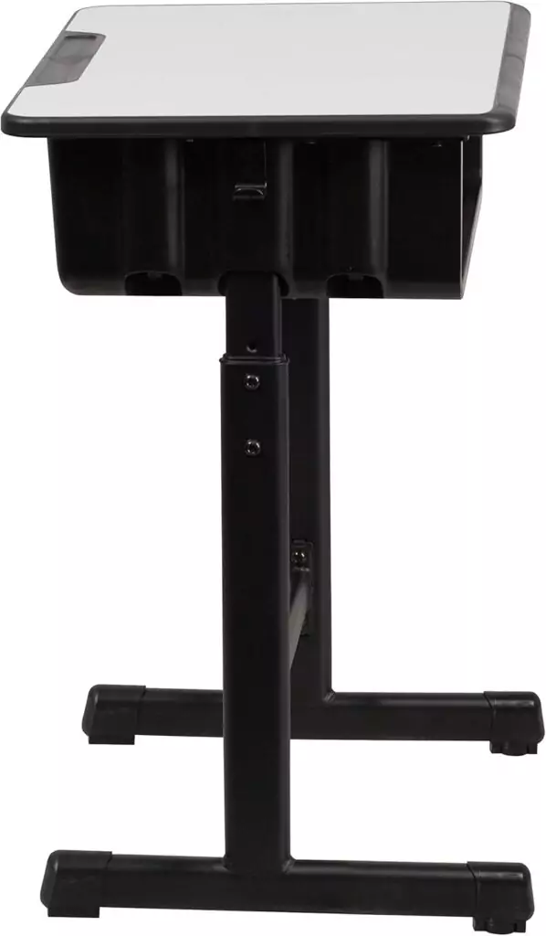 Ergonomic height-adjustable desk designed for students, ideal for both classroom and remote learning environments to enhance study comfort and focus.