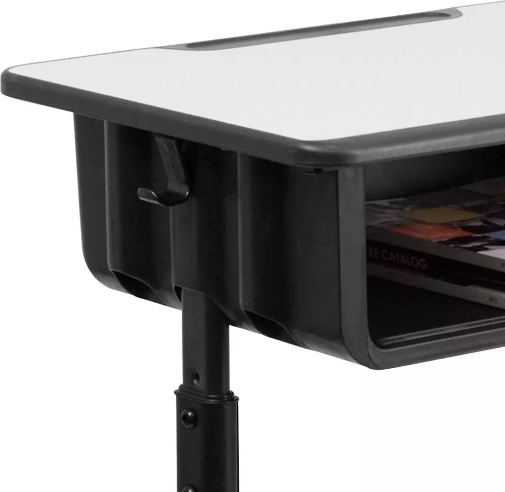 Adjustable student desk perfect for classroom and remote learning; ideal for versatile study setups, fostering comfort, and enhancing productivity.