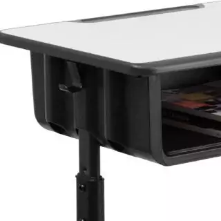 Adjustable student desk perfect for classroom and remote learning; ideal for versatile study setups, fostering comfort, and enhancing productivity.