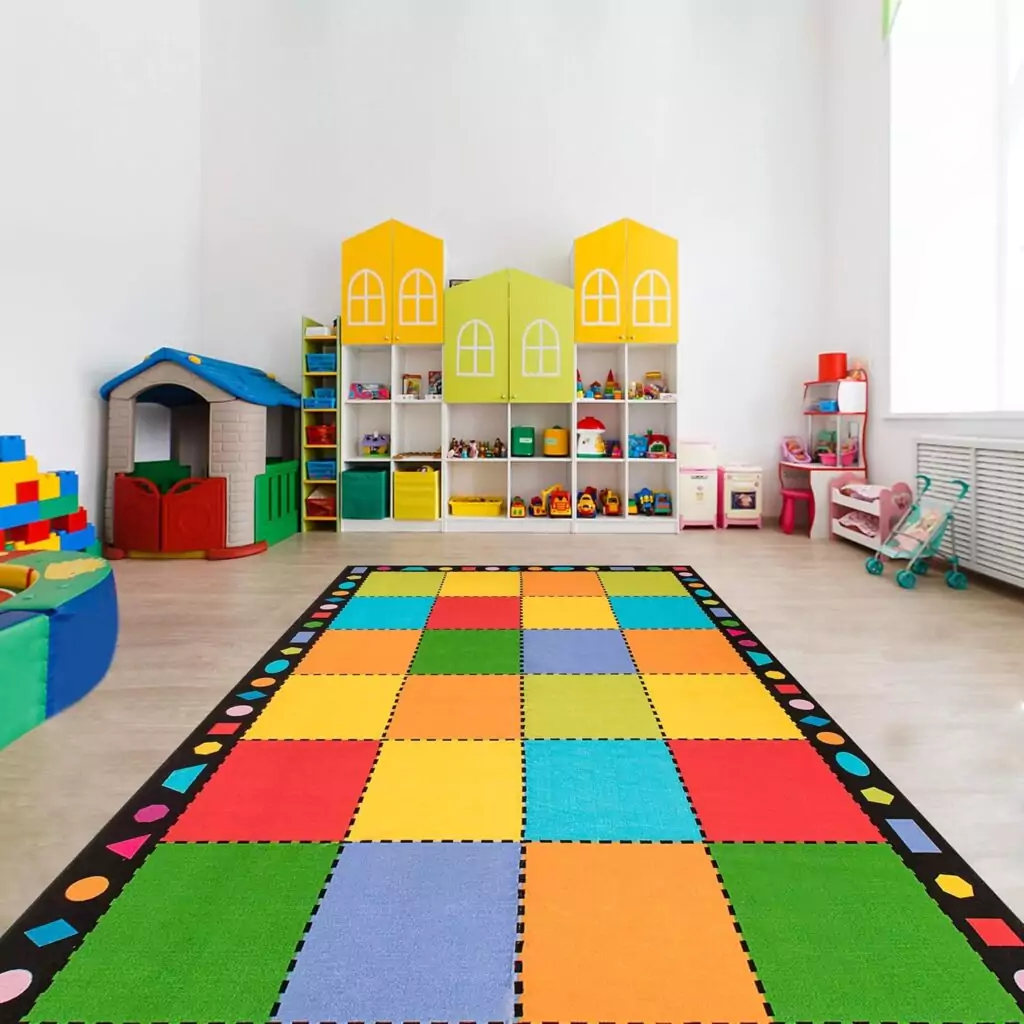 Colorful Classroom Area Rug for Interactive Learning (7.5x13ft) - Enhance Engagement and Comfort in Educational Spaces with Durable, Vibrant Design